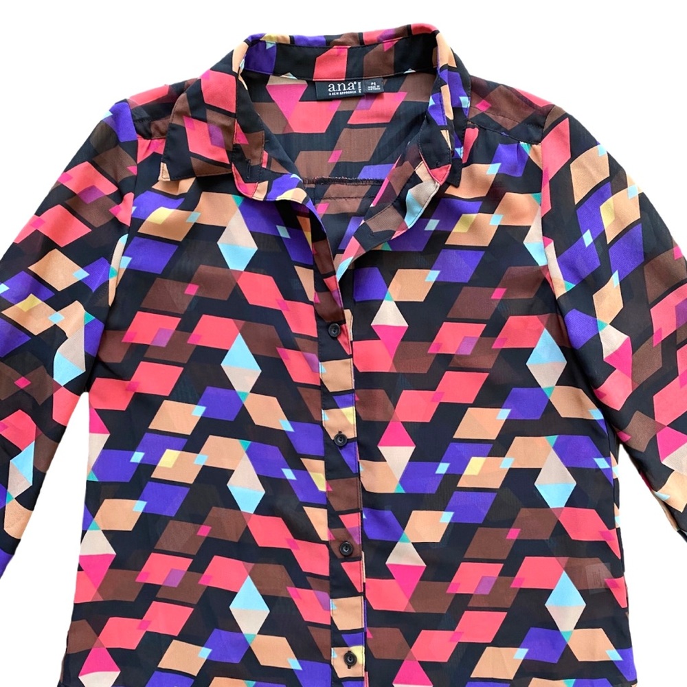 Geometric Patterned Button Up - image 3
